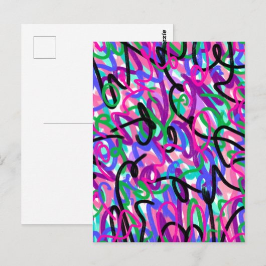 Kleurrijke Squigggles Abstracte Kunst Briefkaart (Voorkant / Achterkant)