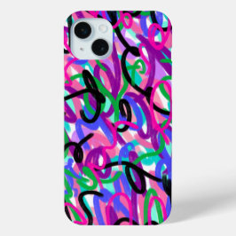 Kleurrijke Squigggles Abstracte Kunst iPhone 15 Mini Hoesje
