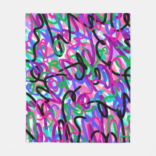 Kleurrijke Squigggles Abstracte Kunst Fleece Deken (Voorkant)