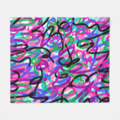 Kleurrijke Squigggles Abstracte Kunst Fleece Deken (Voorkant (Horizontaal))