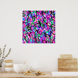 Kleurrijke Squigggles Abstracte Kunst Poster