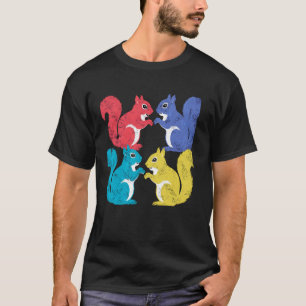Kleurrijke Squirrel Quartet Distressed Woodland Ar T-shirt