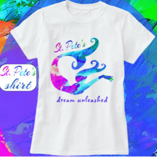 Kleurrijke St. Pete's Florida Zeemeermin Droom T-shirt