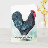Kleurrijke staande kip verjaardagskaart. Haan. Kaart (Gele Bloem)
