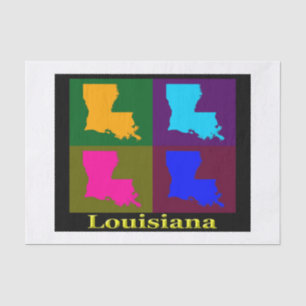 Kleurrijke staat van Louisiana Pop Art Map Tissuepapier