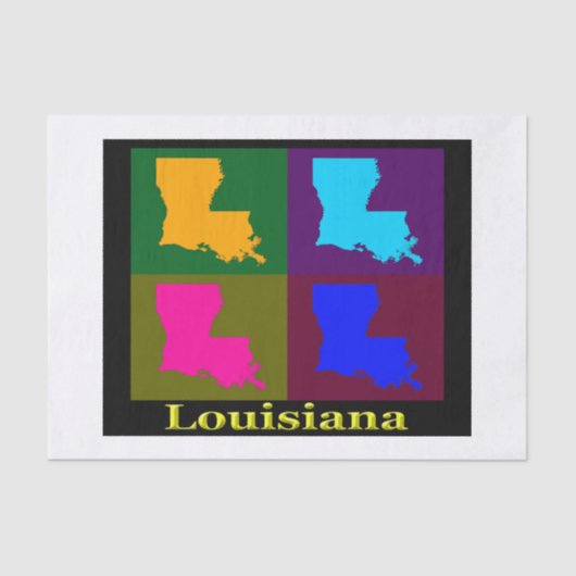 Kleurrijke staat van Louisiana Pop Art Map Tissuepapier (Voorkant)