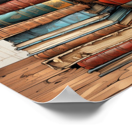 Kleurrijke Stack Van Oude Boeken Poster (Hoek)