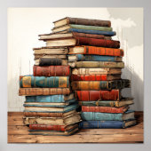 Kleurrijke Stack Van Oude Boeken Poster (Voorkant)