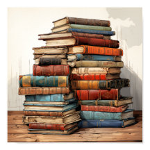 Kleurrijke Stack Van Oude Boeken Poster