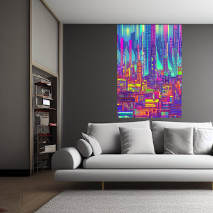 Kleurrijke stad   AI Art Poster
