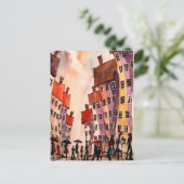 Kleurrijke stad art# 2 briefkaart (Staand voorkant)
