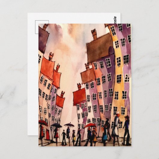 Kleurrijke stad art# 2 briefkaart (Voorkant / Achterkant)