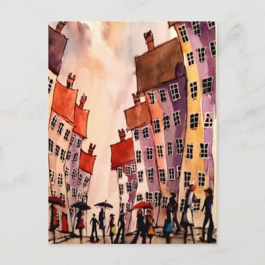 Kleurrijke stad art# 2 briefkaart (Voorkant)