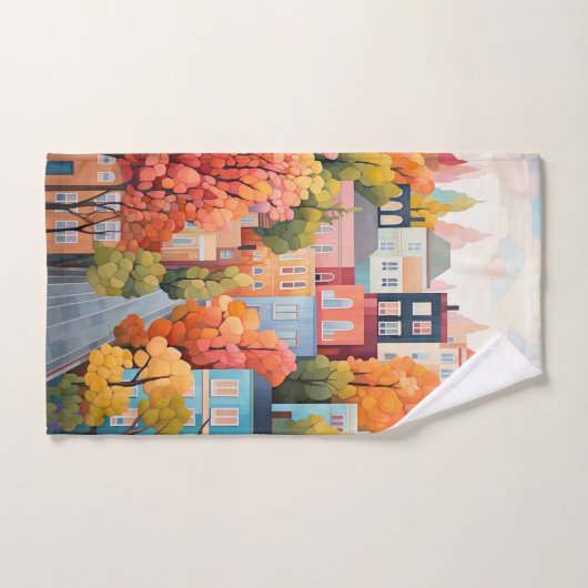 kleurrijke stad handdoek (Handdoek)