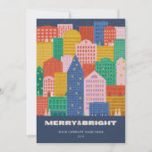 Kleurrijke stad in Winter Corporate Holiday Kaart (Voorkant)