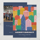 Kleurrijke stad in Winter Corporate Holiday Kaart (Voorkant / Achterkant)