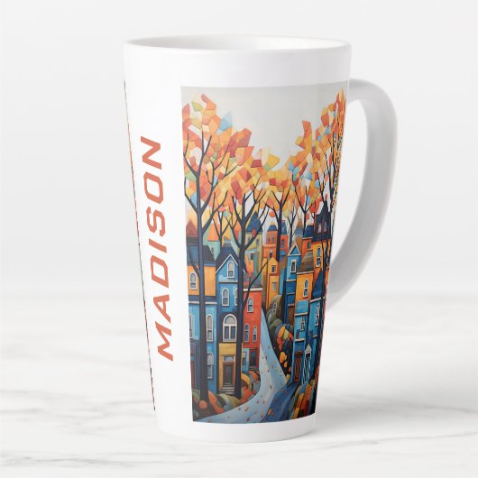 kleurrijke stad latte mok (Rechterhoek)