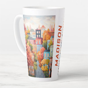 kleurrijke stad latte mok