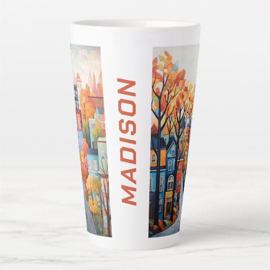 kleurrijke stad latte mok (Voorkant)