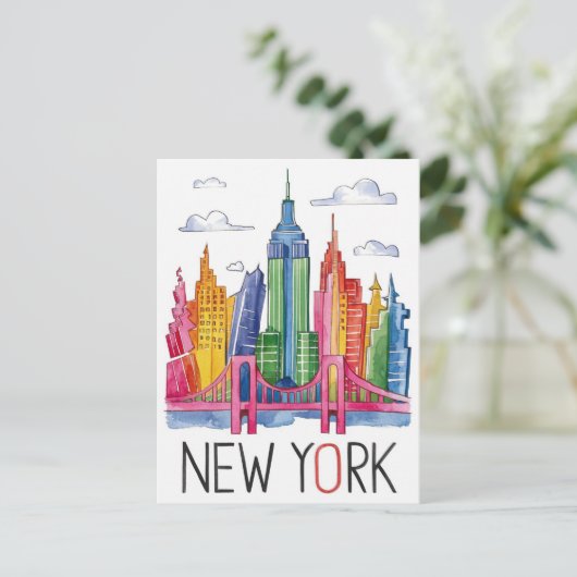 kleurrijke stad new york briefkaart (Staand voorkant)