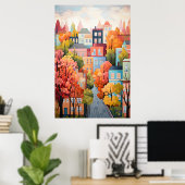 kleurrijke stad poster (Thuiskantoor)