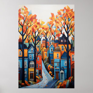 kleurrijke stad poster