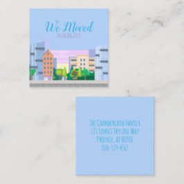Kleurrijke stad skyline We verhuisd huis adreswijz Vierkante Visitekaartje