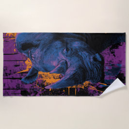 Kleurrijke stads-popartillustratie van een neushoo strandlaken