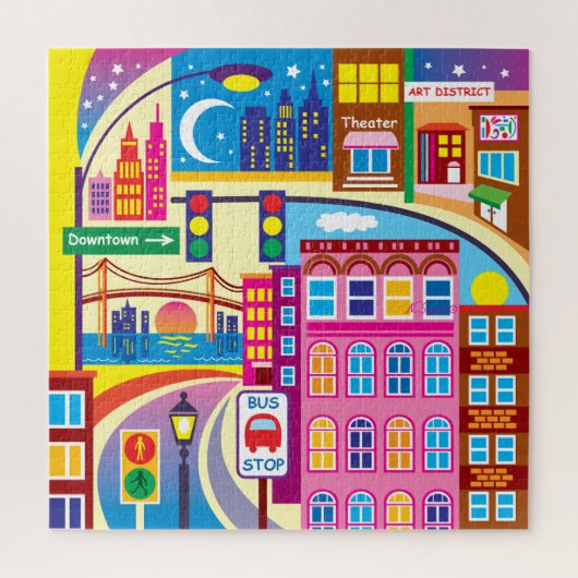 Kleurrijke Stadsgezichten Legpuzzel (Verticaal)