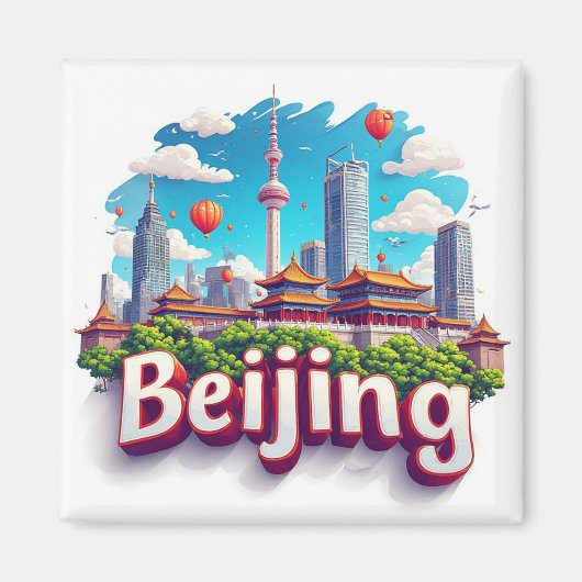 Kleurrijke stadshemel van Peking Magneet (Voorkant)
