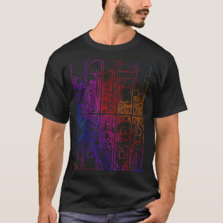 Kleurrijke stadsplattegrond van Addis Abeba in Eth T-shirt