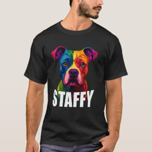 Kleurrijke Staffordshire Bull Terrier Dog Face T-shirt