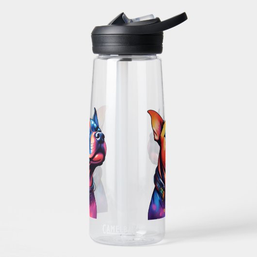 Kleurrijke Staffordshire Bull Terrier Pop Art, Waterfles (Links)