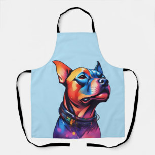 Kleurrijke Staffy Bull Terrier Cyberpunk Design, Schort