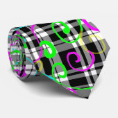 Kleurrijke stalen op zwart-wit geplakt stropdas (Opgerold)