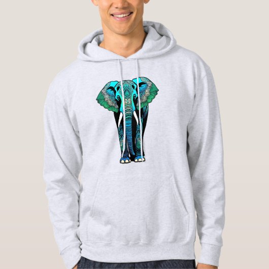 Kleurrijke Stam Olifant - Artistieke Wilde Dieren Hoodie (Voorkant)