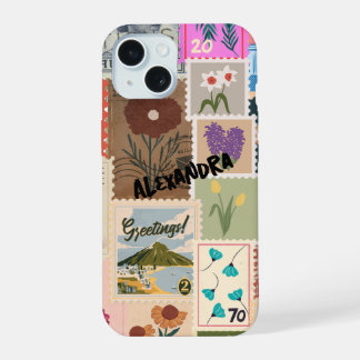 Kleurrijke Stamp Collage Telefoonhoes iPhone 15 Case