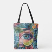 Kleurrijke Stamps collage canvas tas (Achterkant)