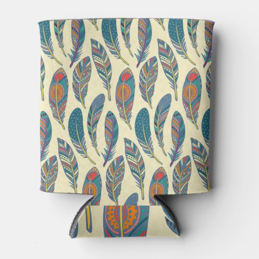 Kleurrijke stamveren, etnisch naadloos ontwerp. blikjeskoeler (Voorkant)