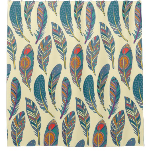 Kleurrijke stamveren, etnisch naadloos ontwerp. douchegordijn (Voorkant)