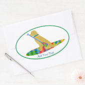 Kleurrijke Stand Up Paddle Board Golden Retriever Ovale Sticker (Envelop)