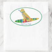 Kleurrijke Stand Up Paddle Board Golden Retriever Ovale Sticker (Tas)