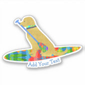 Kleurrijke Stand Up Paddle Board Golden Retriever Sticker (Voorkant)