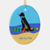 Kleurrijke Stand Up Paddle Board Preppy Black Lab Keramisch Ornament (Rechts)