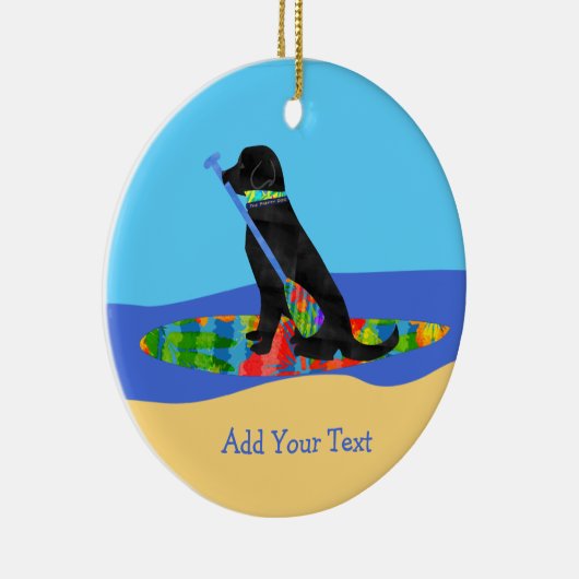 Kleurrijke Stand Up Paddle Board Preppy Black Lab Keramisch Ornament (Rechts)