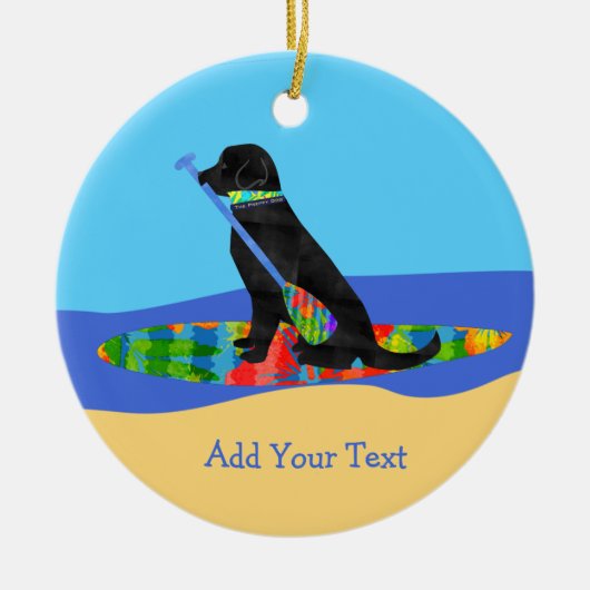Kleurrijke Stand Up Paddle Board Preppy Black Lab Keramisch Ornament (Voorkant)