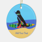Kleurrijke Stand Up Paddle Board Preppy Black Lab Keramisch Ornament (Links)