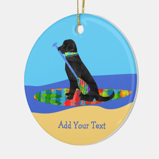 Kleurrijke Stand Up Paddle Board Preppy Black Lab Keramisch Ornament (Links)