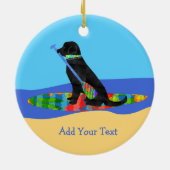 Kleurrijke Stand Up Paddle Board Preppy Black Lab Keramisch Ornament (Achterkant)