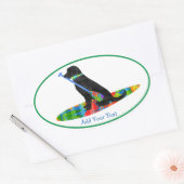 Kleurrijke Stand Up Paddle Board Preppy Black Lab Ovale Sticker (Envelop)
